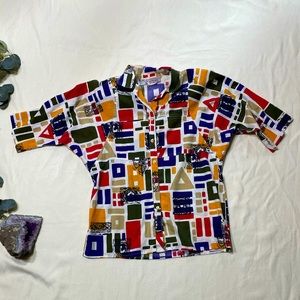 VTG Cabrais Abstract Button Down Shirt | Women’s Size Medium
